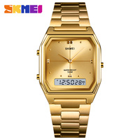 SKMEI 1612 Business Quartz Watch Men Women Fashion Stainless Steel Digital Wristwatch Waterproof Clock Girl reloj hombre 2258