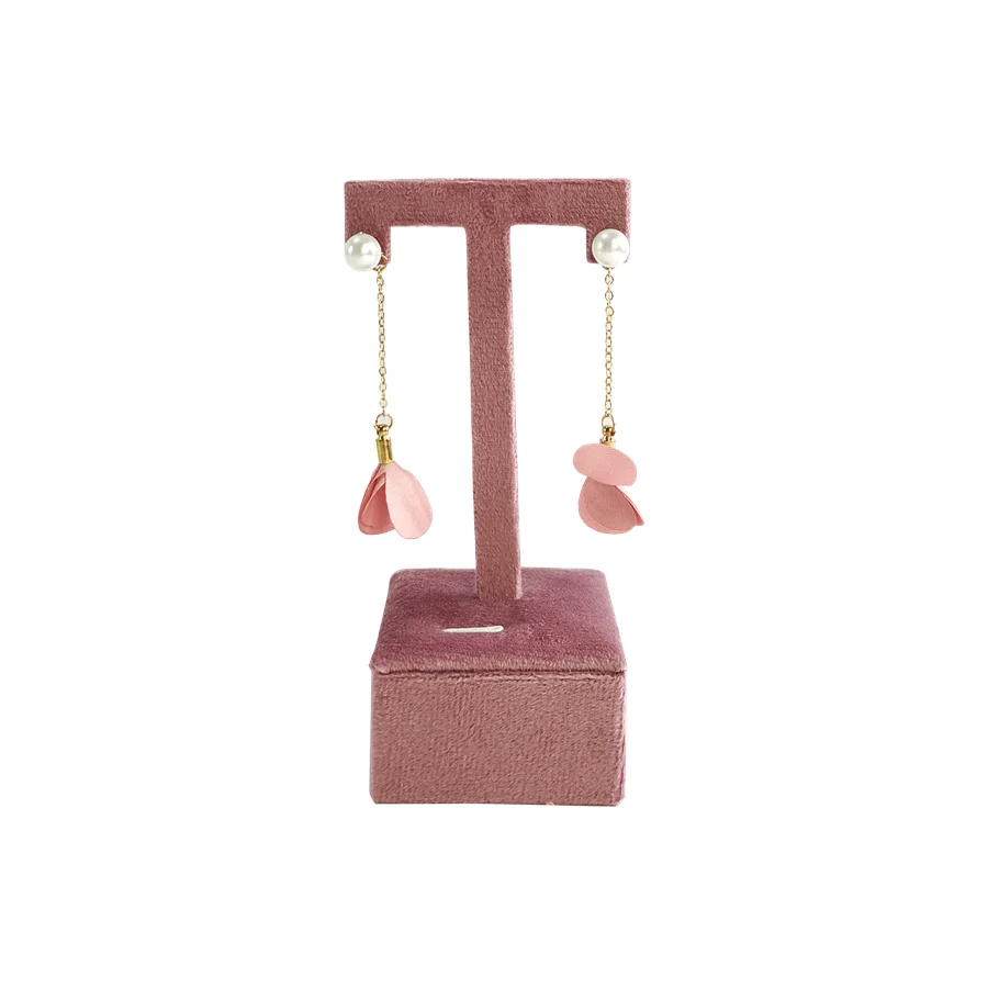 Rosa Samt Schmuck Veranstalter Tabletts Ohrringe Ringe Halter Ohr stecker Armreif Aufbewahrung stablett Schmuck Zähler Schmuck Display – Detail 14