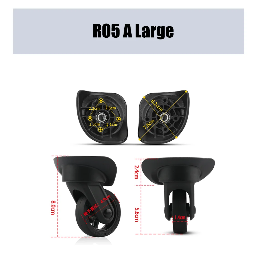 For Samsonite R05 A/B Trolley Case Wheel Pulley Sliding Casters Universal Wheel Luggage Wheel Silent Smooth Wear-resistant Black