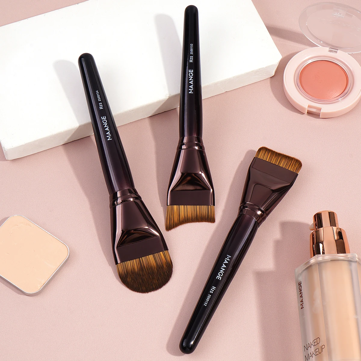 MAANGE Foundation Brush Ultra Thin Top Mask Brush Professional Makeup Brush Liquid Blending Mineral Powder Buffing Stippling Kit