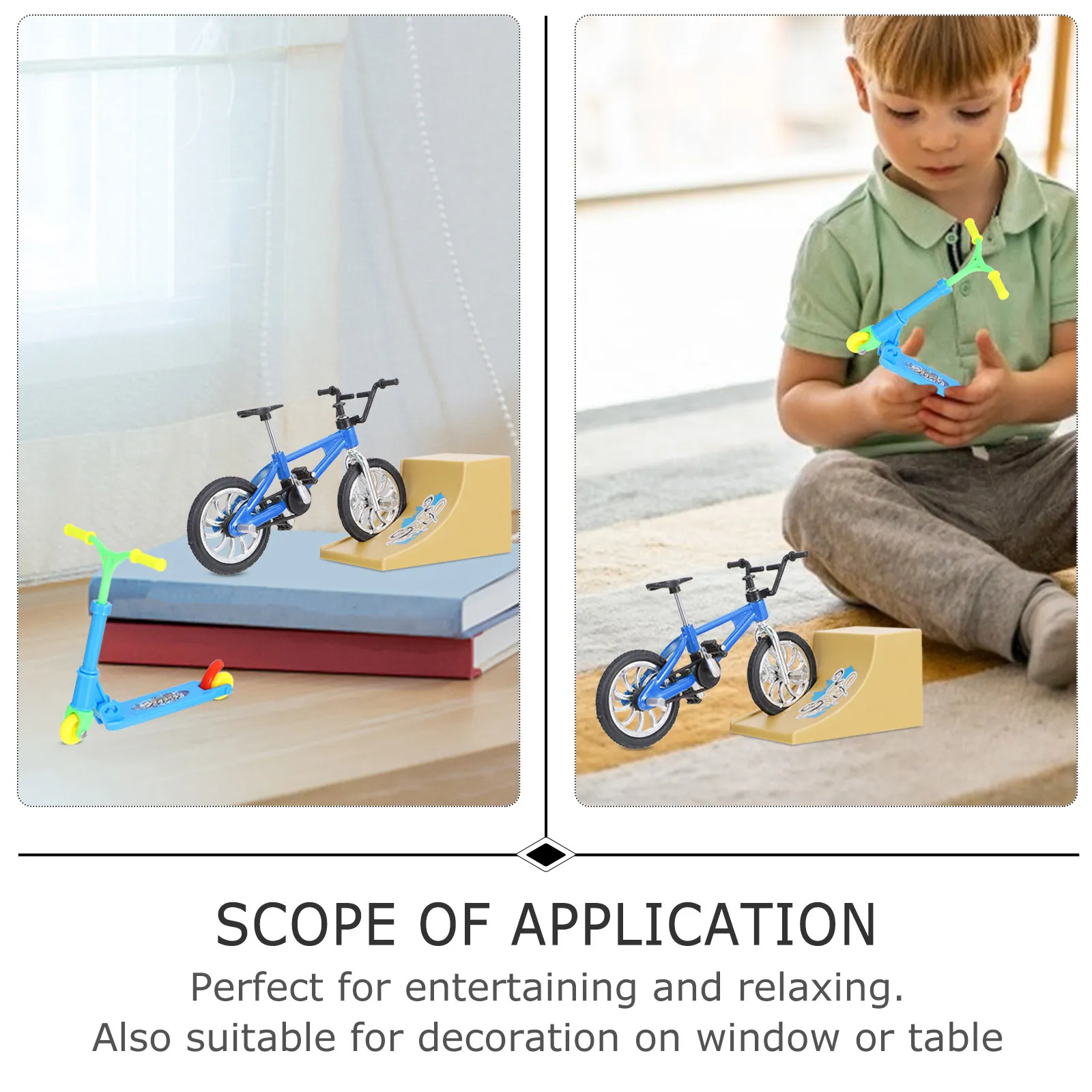 1セットフィンガースケートボードミニバイクスクーターランプ楽しい教育的ストレス解消多機能指先スポーツフィンガーバイク