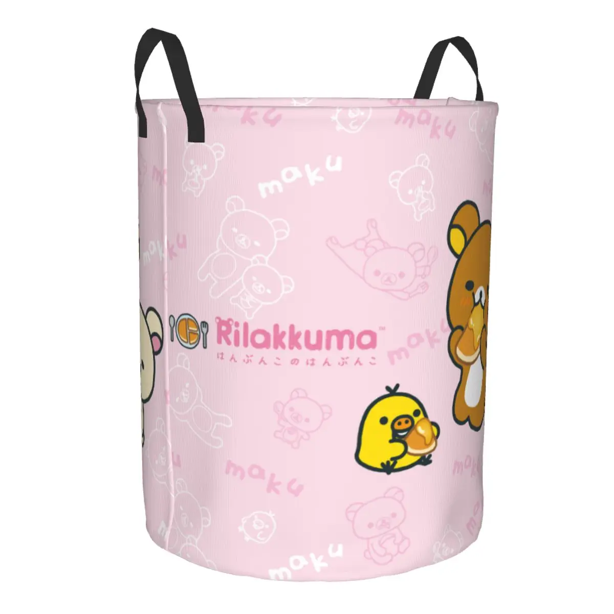 Custom Kawaii Cartoon Rilakkuma Bear Laundry Basket Foldable Toy Clothes Hamper Storage Bin for Kids Nursery