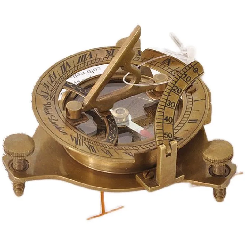 

Brass sundial compass with compass retro nostalgic creative soft decoration gifts study living room ornament