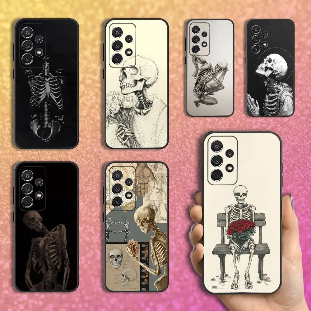 

Painting Skeleton Art Phone Case For Samsung S25,S24,S23,S22,S21,S20,S10,Ultra,Plus,Lite,FE,Soft Silicone Black Cover