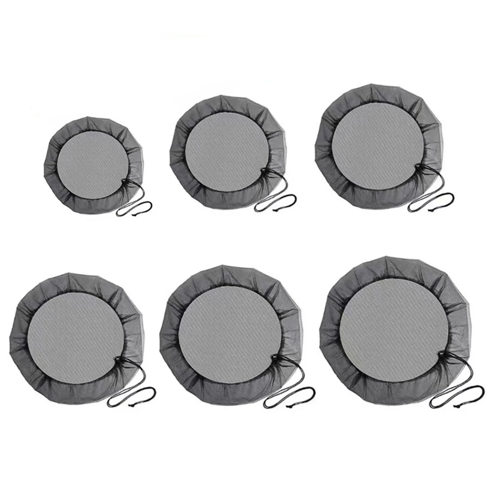 Regeneimer-Netz-Schutzhülle, Wassereimer-Abdeckung, Eimer-Abdeckung, 60/80/85/90/95/100 cm, schwarze Farbe mit Kabel, brandneu