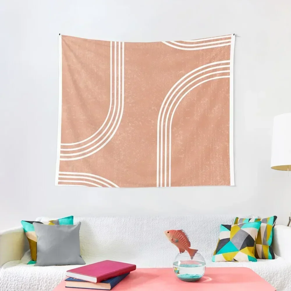 Mid Century Modern 2 - Geometrical Abstract - Minimal Print - Terracotta Abstract Burnt Sienna Tapestry Wall Tapestries Tapestry