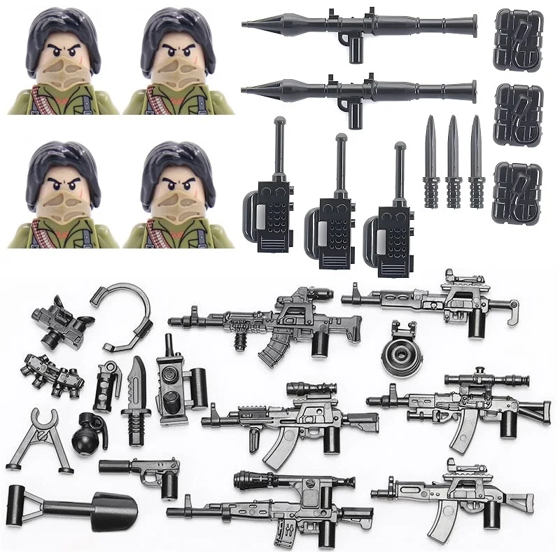 Military Mini Action Figures Weapons Arab Armed Elements Villain Specia Force Soldier MOC SWAT Building Block Bricks Parts Toys