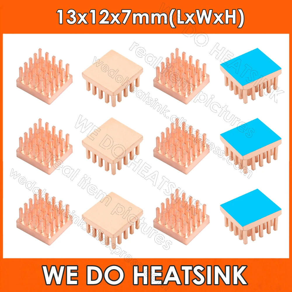 WE DO HEATSINK 13x12x7mm Without or With Thermal Pad Copper Heatsink Cooler For IC Packages,BGA,PGA,QFP, IC, Chipset