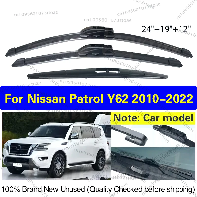 

For Nissan Patrol Y62 2010 - 2022 Front Rear Wiper Blades Brushes Cutter Accessories J Hook 2012 2013 2014 2015 2016 2017 2018