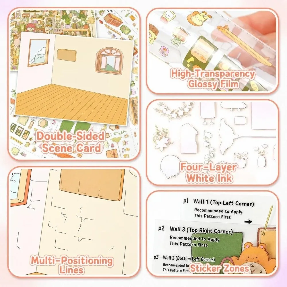3D Miniature Landscapes Stickers Collection 2 Themes DIY Crafts DIY Cabin Scene Sticker Waterproof Removable