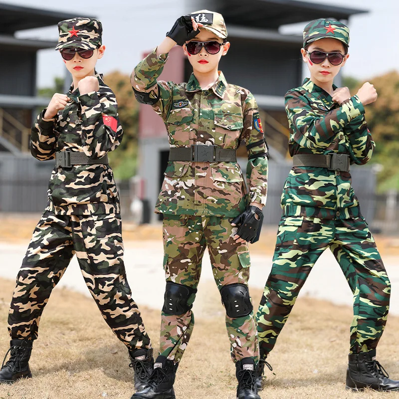 Children's camouflage clothing set, spring and autumn outdoor training, sports, military training, and performance clothing