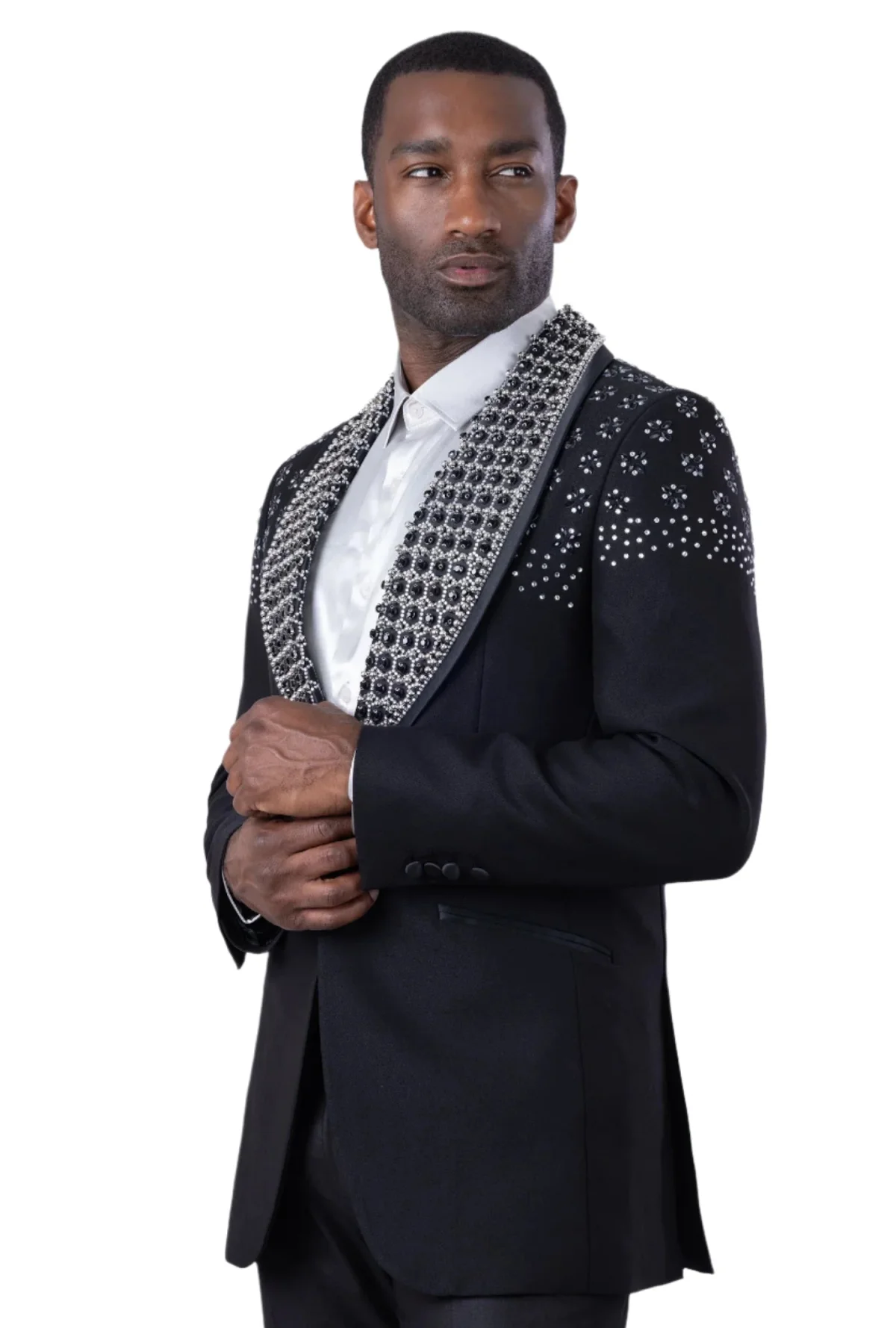 Terno masculino de luxo, 2 peças, cristal frisado, único breasted, smoking, casamento, festa formal, blazers masculinos, negócios, personalizado