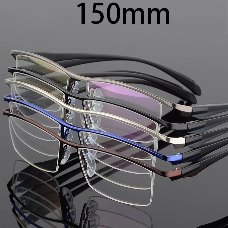 

Vazrobe Oversized Eyeglasses Frame Male 150mm Myopia Glasses Men Anti Blue Light -150 200 250 Spectacles Semi Rimless Business