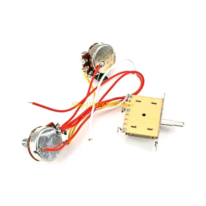 R53E Electric Guitar Wiring Harness Prewired 3 Way Toggle Switch 1 Volume 1 Tone 500K Potentiometer for Bass Guitars