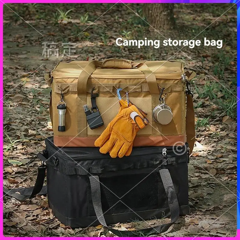

AUU-30L Cooking Utensil Organizer Multi Compartments Outdoor Camping Storage Bag Camping Utility Tote Bag For Picnic Black