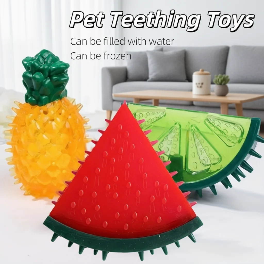 Fruit-Shaped Dog Teeth Cleaning Toys, TPR Material, Sound Emitting, Water-Fillable & Freezable, Durable Anti-Chew Pet Toys