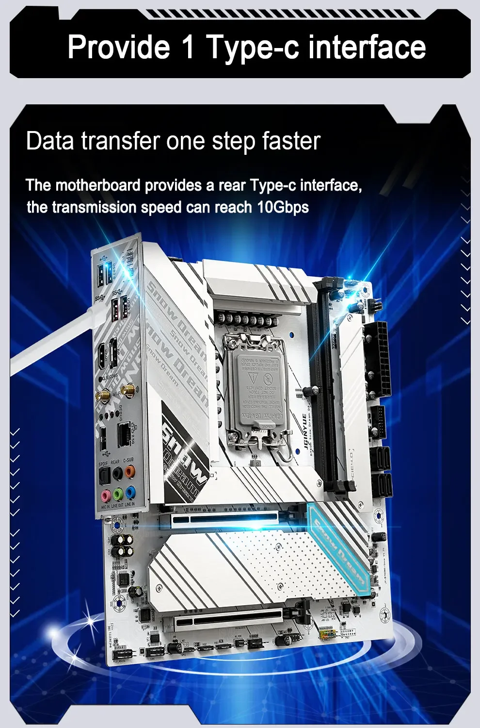 JGINYUE B760M Snow Dream DDR5 รองรับ LGA 1700 12th/13th/14th Generation โปรเซสเซอร์ Gaming PC เมนบอร์ด