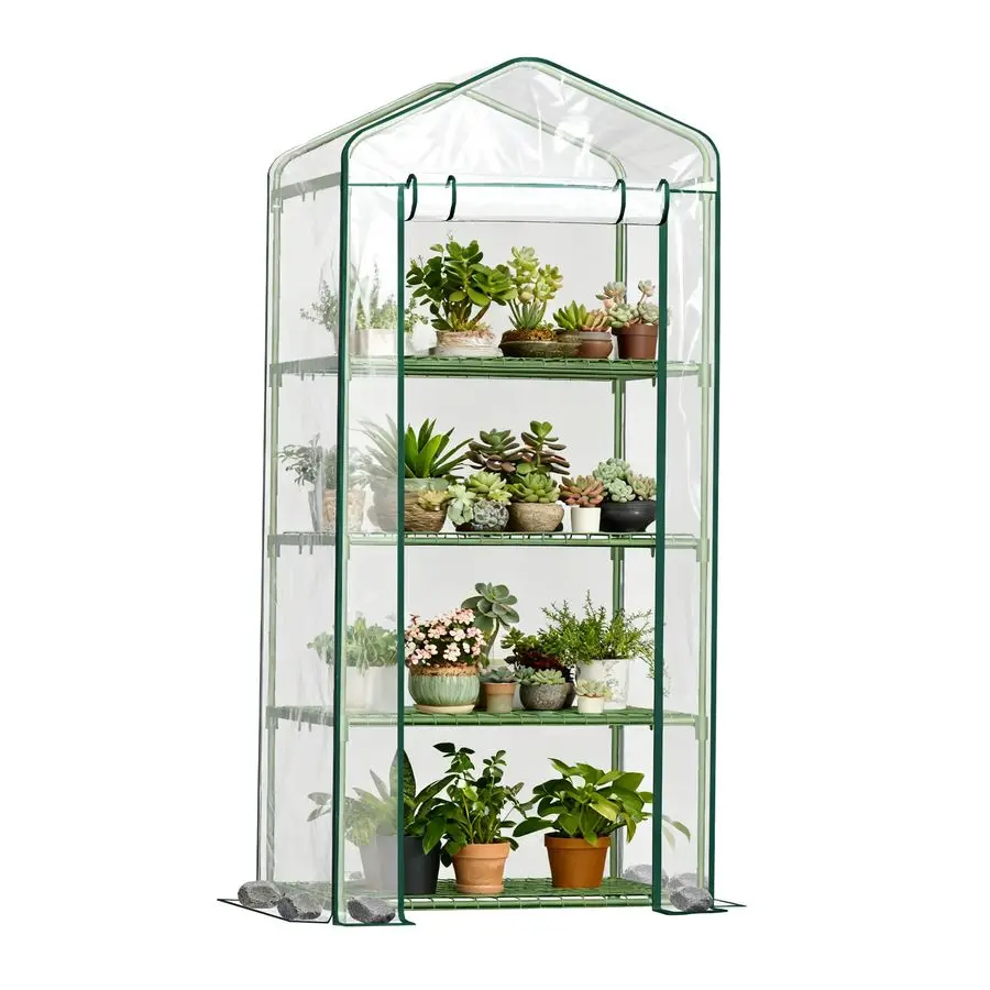 

Теплица для улицы и дома, 4-ярусная, маленькая, для зимы, переносная, с металлическим каркасом с ПЭ-покрытием, усиленная