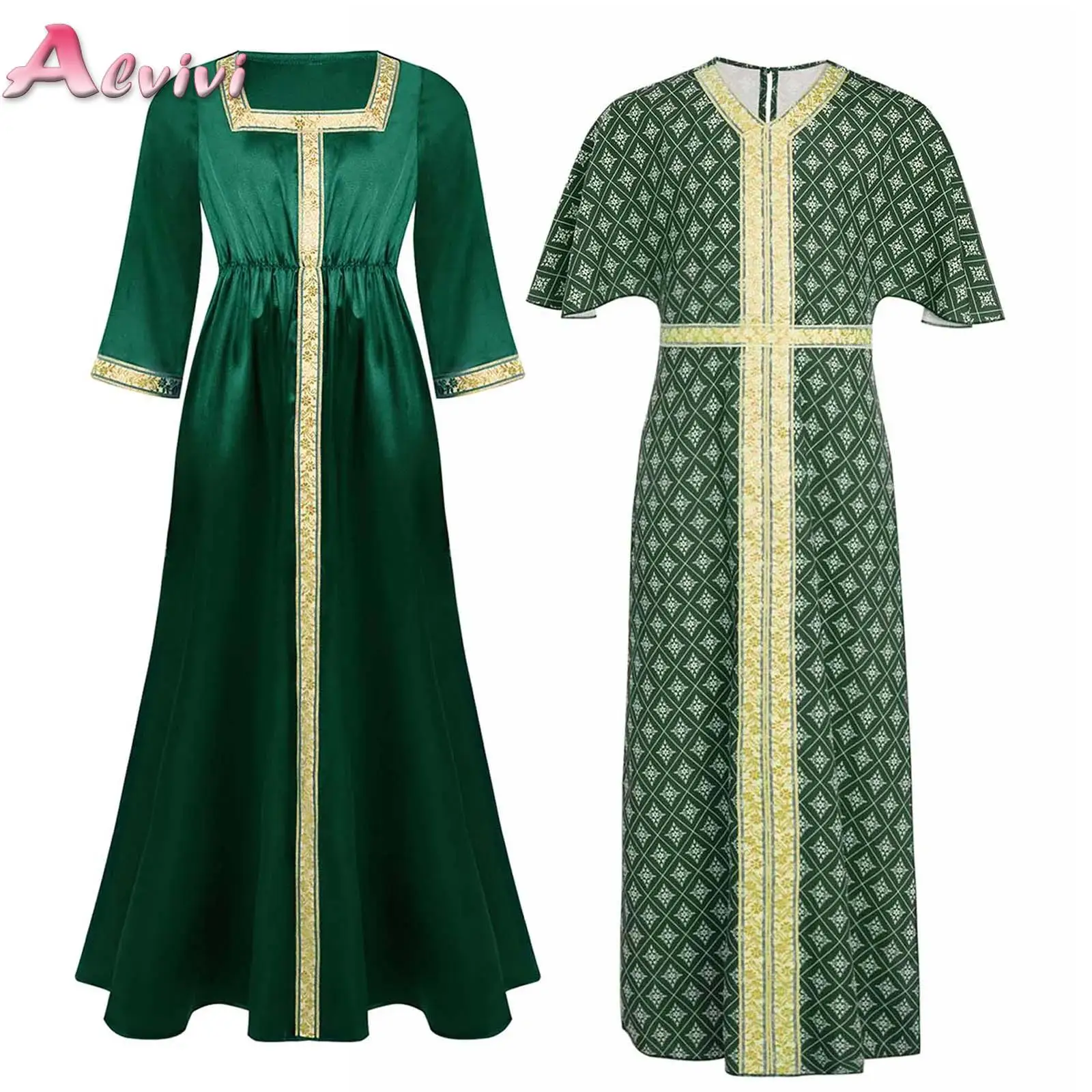 

Kids Girls Muslim Abaya 2 Piece Outfit Satin Islamic Kaftan Maxi Dress+Side Split Belted Arabic Tunic Halloween Indian Clothing