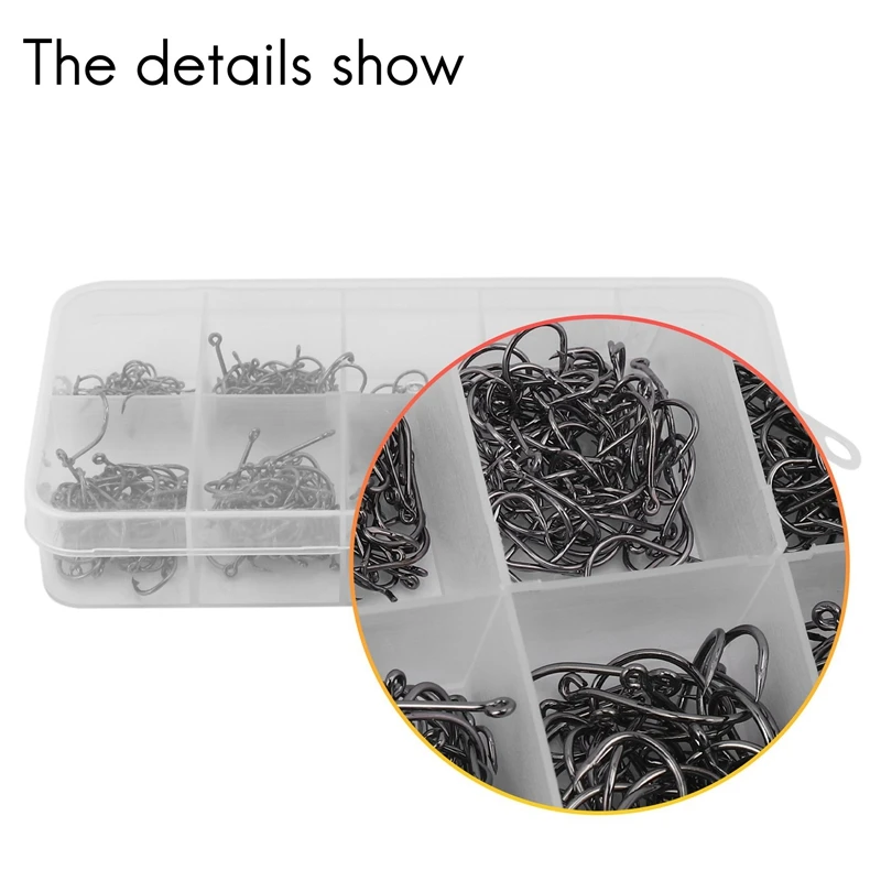 

500Pcs/Set Mixed Size 3-12 High Carbon Steel Carp Fishing Hooks Pack With Hole With Retail Box Jigging Bait-PZZW