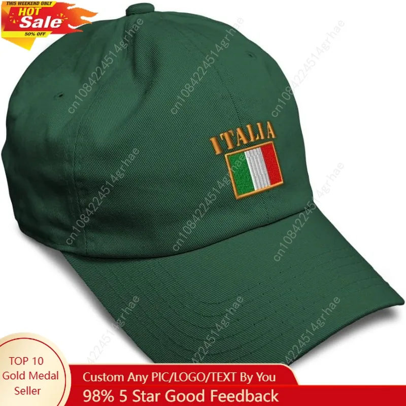 

Custom Soft Baseball Hat Embroidered Dad Hat Italia Flag Men & Ladies Baseball Cap Cotton