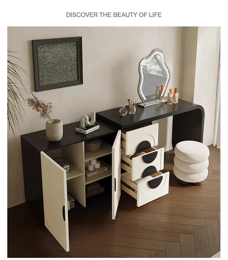 

Dresser, chest, integrated designer, new French master bedroom, advanced sense, black and white solid wood makeup