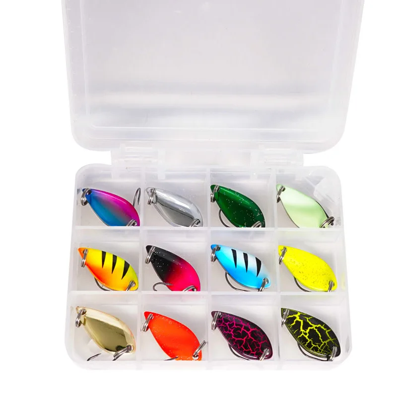 

10/12pcs Metal Spoon Fishing Lure Swim Bait Set for Lake Sea Carp Bass Wobbler Spinner Trout Jig Hard Box Kit Accessories