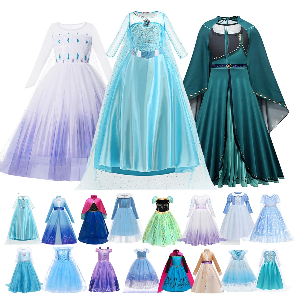 

Anna Elsa Princess Dress For Girl Birthday Party Tulle Prom Gown Kids Christmas Cosplay Snow Queen Coronation Costume