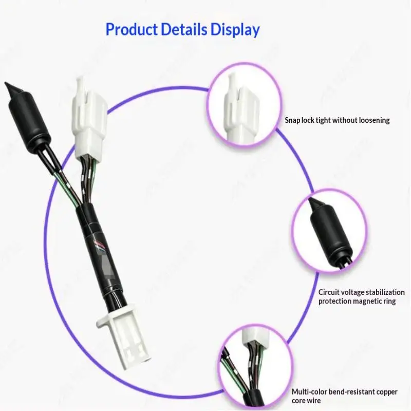 New Motorcycle Modified Start Wiring Harness Plug And Play Heat Resistant Insulation For Upgrade Customization Repair