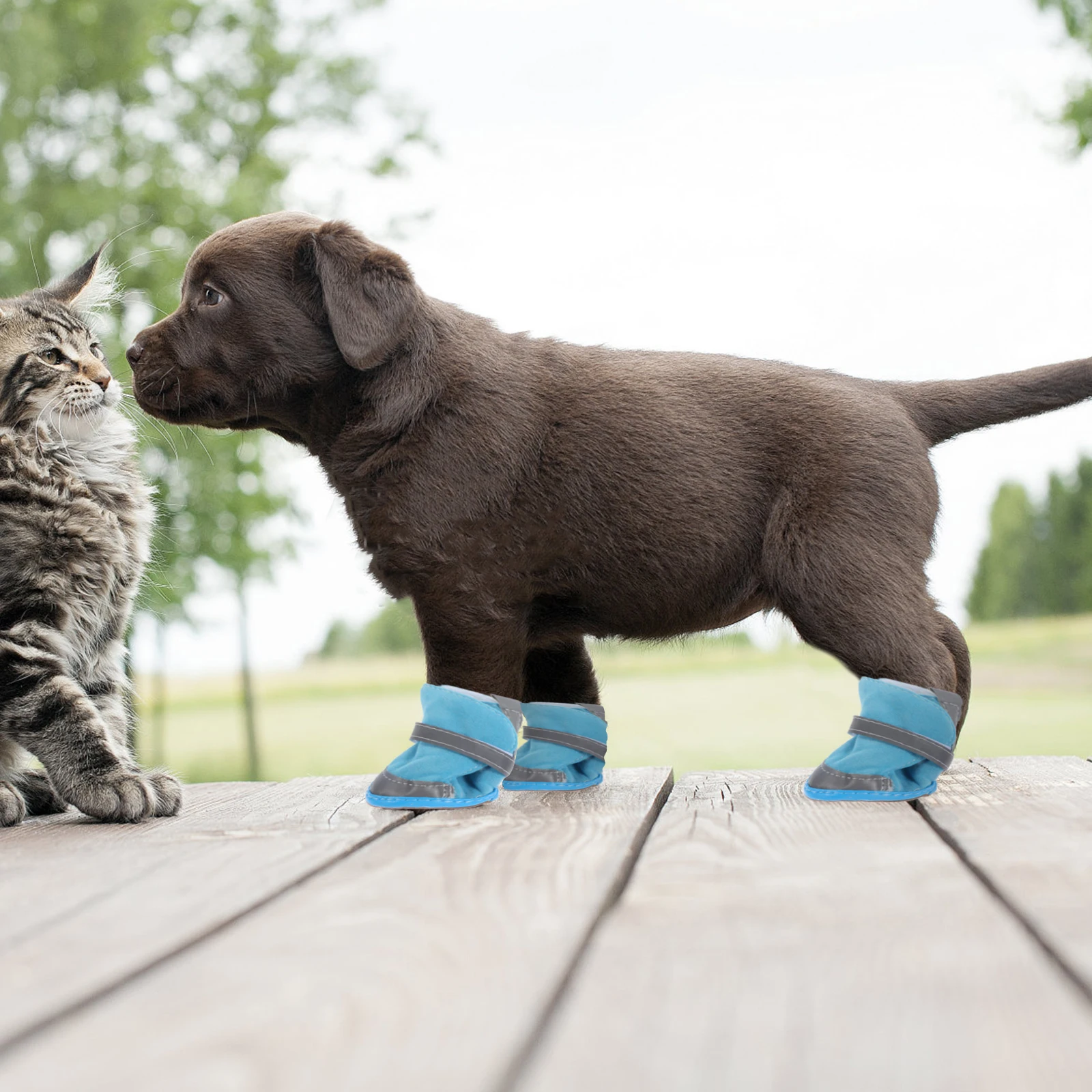 

4pcs Dog Shoes Snow Boots Booties Reflective Anti-skid Pet Warm Puppy Shoes Suitable Indoor Outdoor Use Dog Paw Protectors