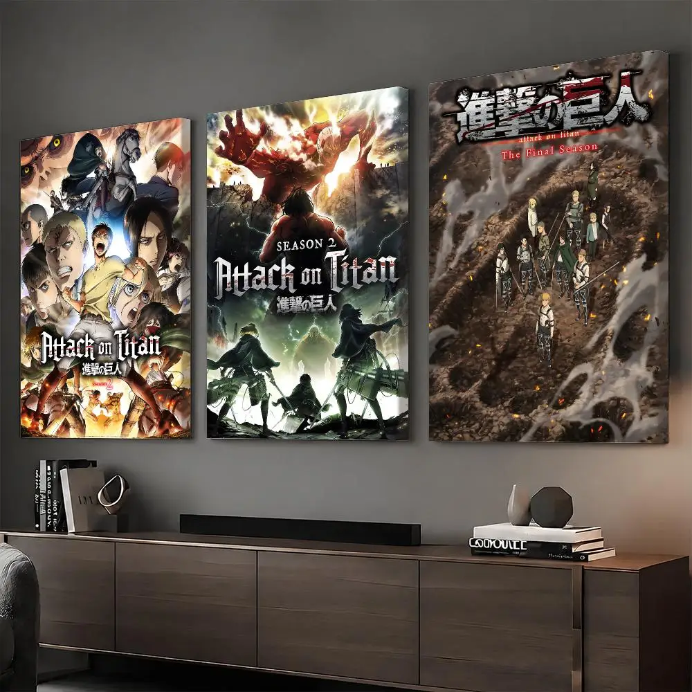 A-Attack on Titan Anime Painting Calligraphy HD Canvas Print Poster Wall Art | Optional Frame | Modern Hallway Decor