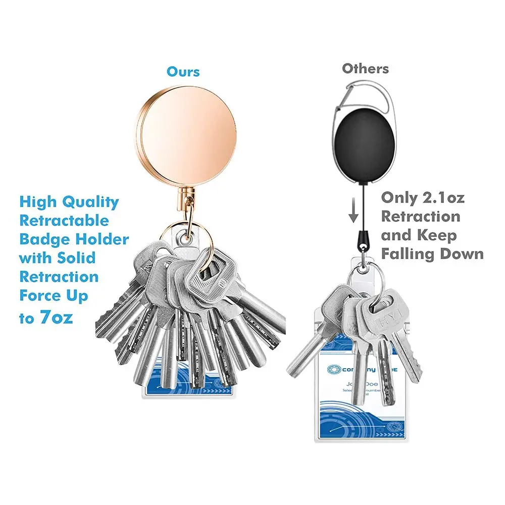 Metal Retractable Anti Lost Retractable Key Chain Lanyard Clip ID Card Badge Holder Badge Reel Clip