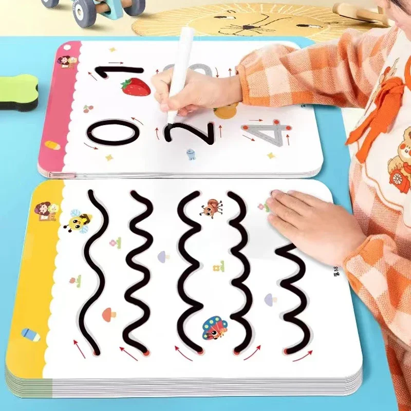 Cahier de pratique magique réutilisable pour enfants, Montessori, livre d'entraînement au contrôle du stylo, éducation au dessin, nettoyage