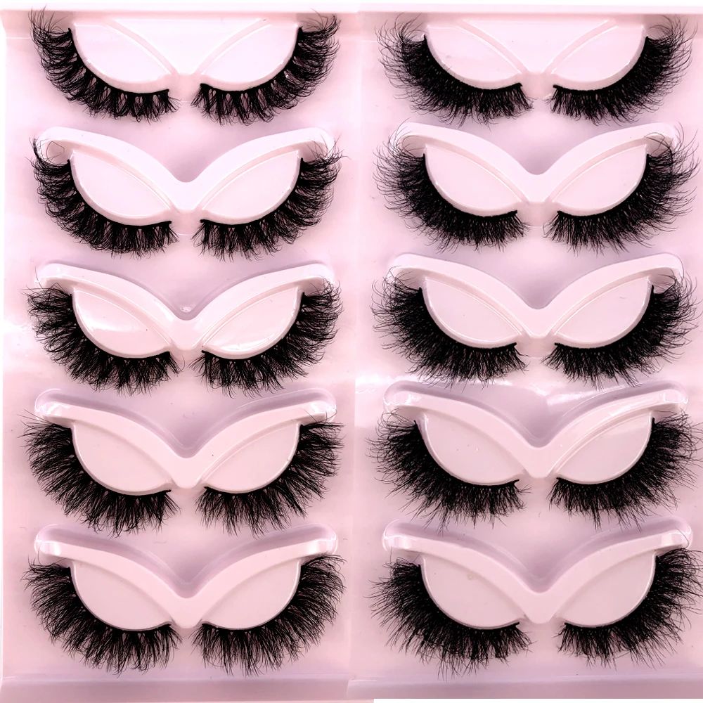 HBZGTLAD New 5 pairs Eyelashes 3D Natural False Lashes Fluffy Soft Cross Manga Lashes Wispy Natural Eyelash Extension Makeup