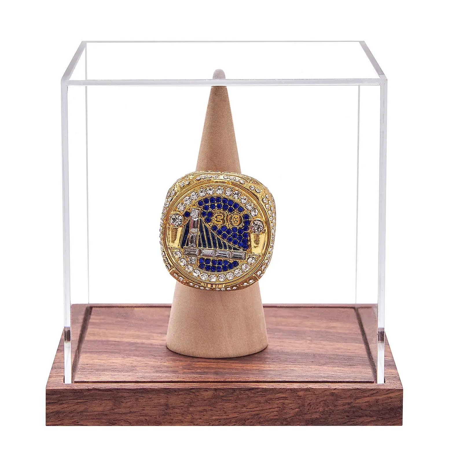 Championship Rings Display Case Dustproof Multipurpose Elegant Sport Rings Display Box Memorabilia Showcase for Collectibles