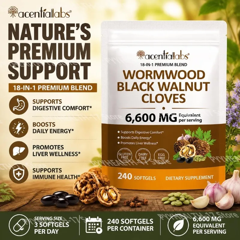 Wormwood Black Walnut Cloves Softgels with 6,600 Mg Equivalent Digestive Comfort and Immune Support for Men Women 240 Softgels