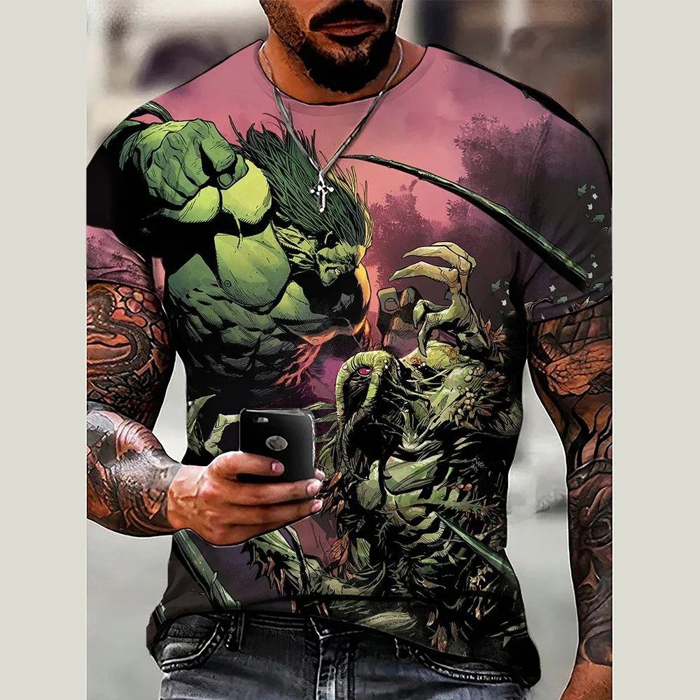 تي شيرت Marvel Fashion بأكمام قصيرة كاجوال رياضي بنمط Hulk مطبوع ثلاثي الأبعاد ملابس رجالية من Street Hulk #1
