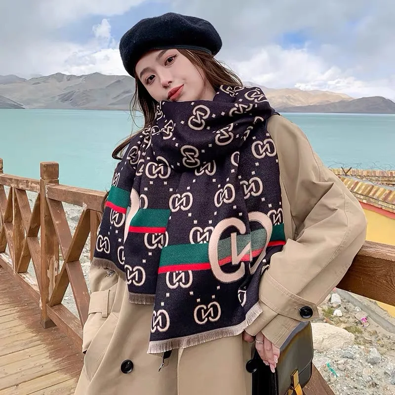 

Fashion Double Sides Letters Good Acrylic Cashmere Scarf Shawl Winter Neckerchief Women Summer Travel Cape Wraps Long