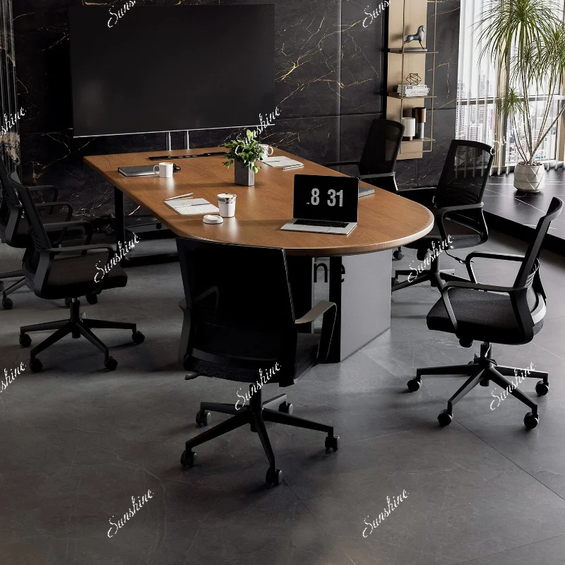 Modern simple semi-circular solid wood conference table office negotiation table