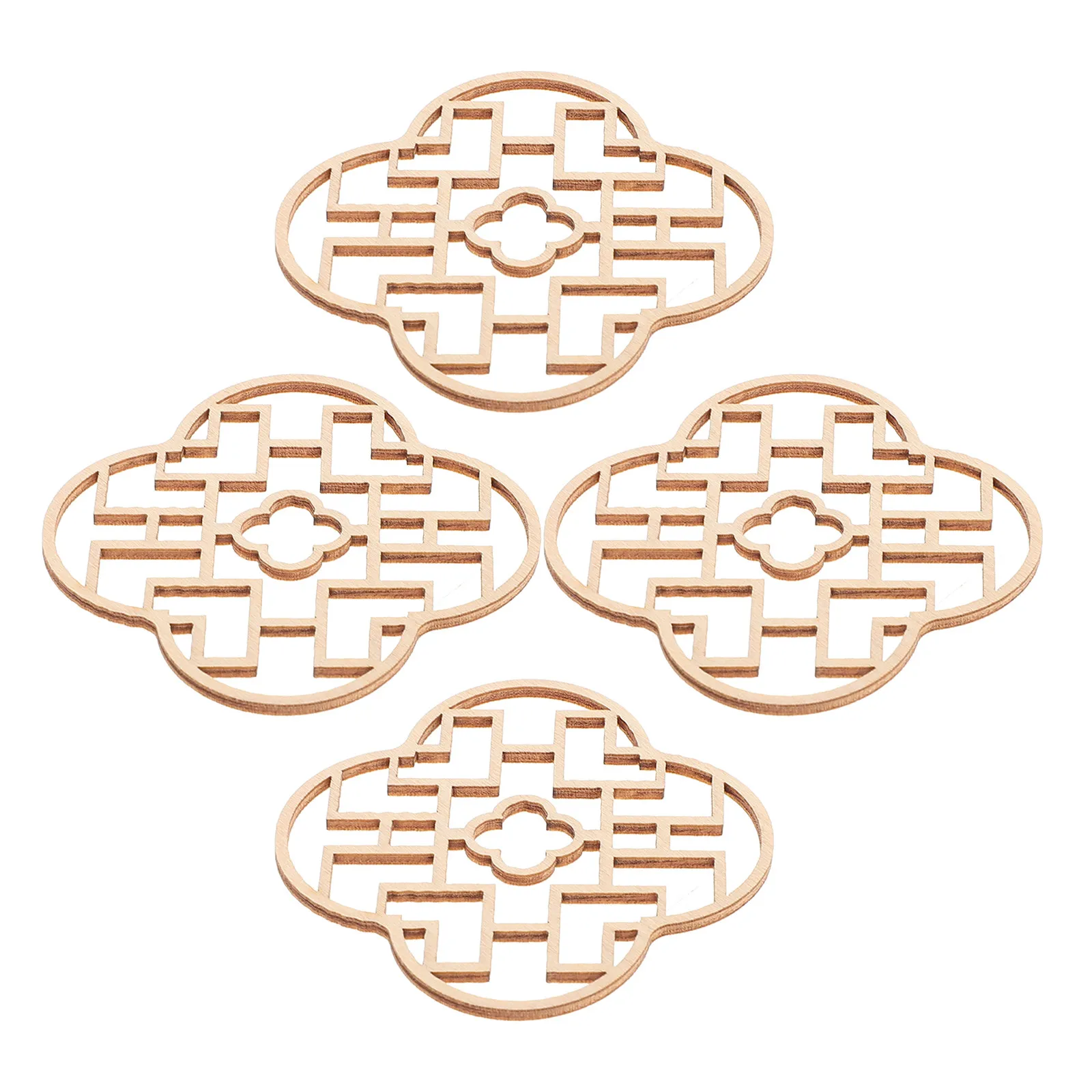 

4Pcs Miniature Chinese Hu-Style Wooden Windows for Dollhouse DIY Craft Embellishments Micro Landscape Models Home Miniature