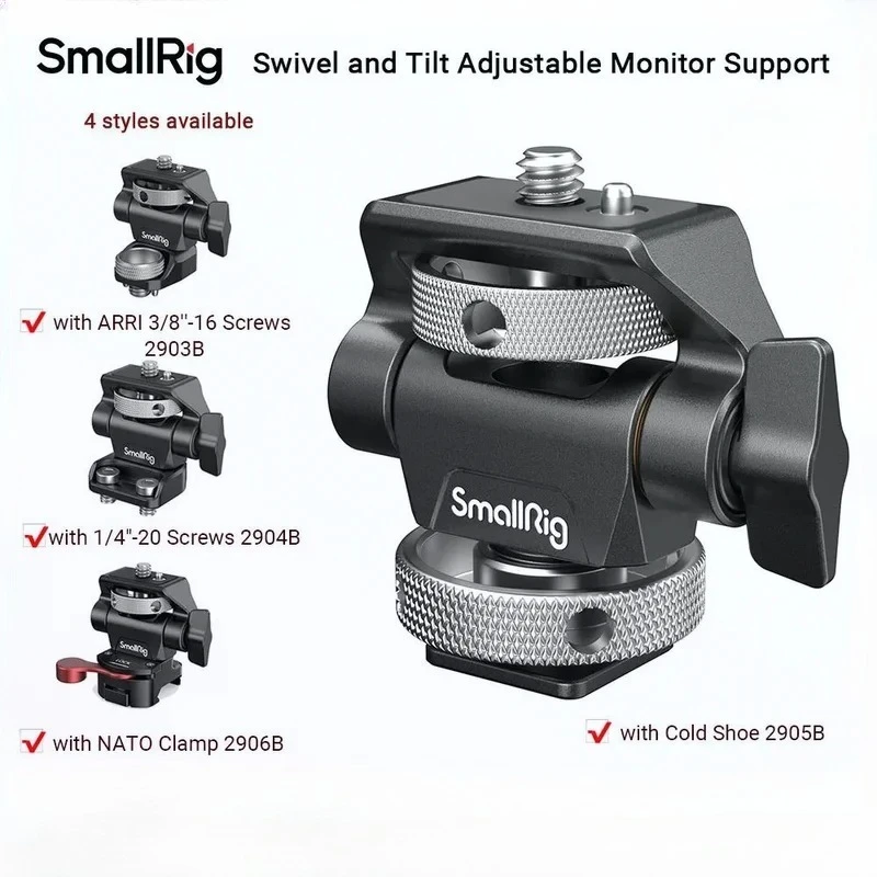 SmallRig 2905B Swivel and Tilt Adjustable Monitor Mount with Cold Shoe Mount, For SmallHD for Atomos Monitor / Screen Mount