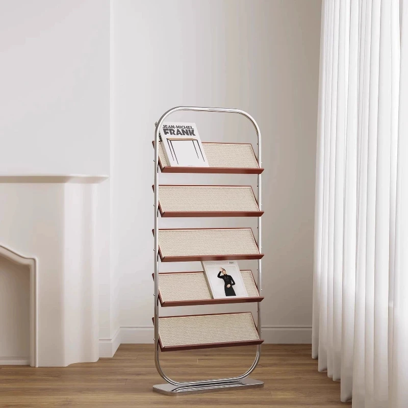 solid wood magazine storage bookshelf promotional materials  display  floor reading  newspaper