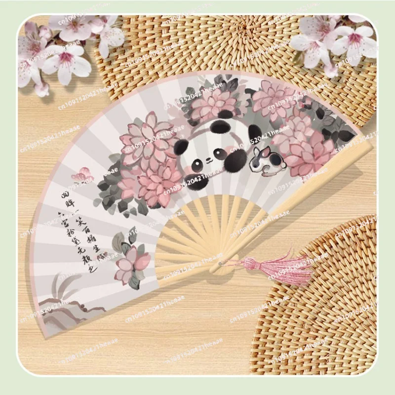New Chinese cheongsam folding fan Chinese style female fan Hanfu bamboo summer portable folding antique small