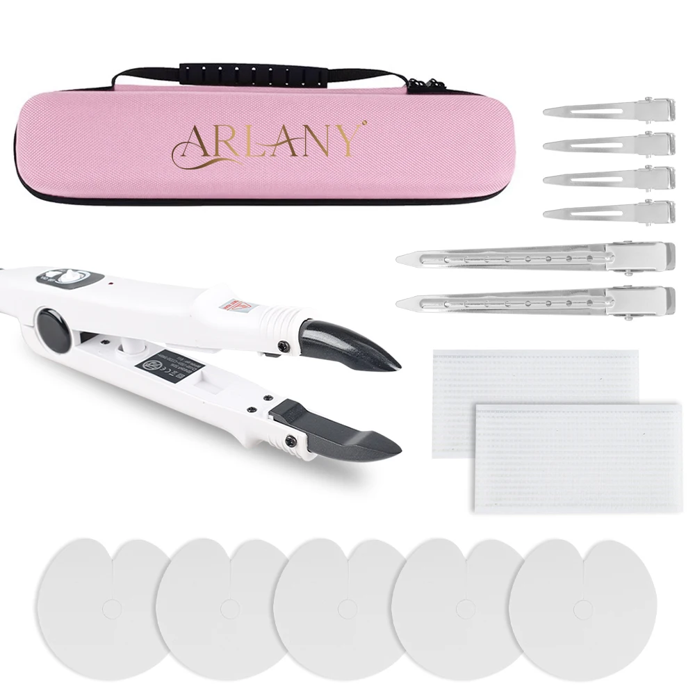 Alat Penyambung Rambut ARLANY, Set Catok Ekstensi Rambut dengan Pelindung Panas Lubang Tunggal untuk Ekstensi Keratin