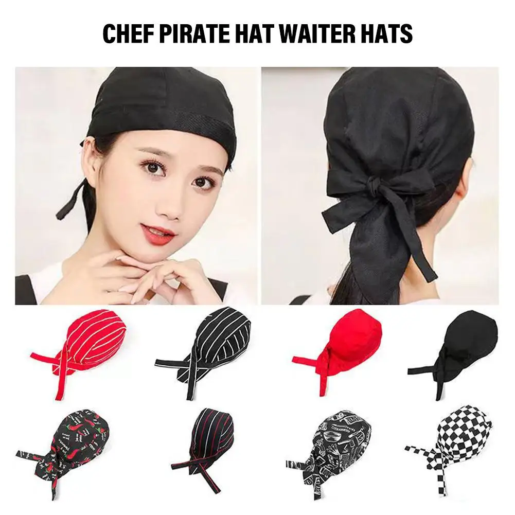 Chef Pirate Hat Waiter Hats Unisex Food Service Accessories Work Cooking Cap Bakery Waiter Hats Adjustable Kitchen Wear Y7v0