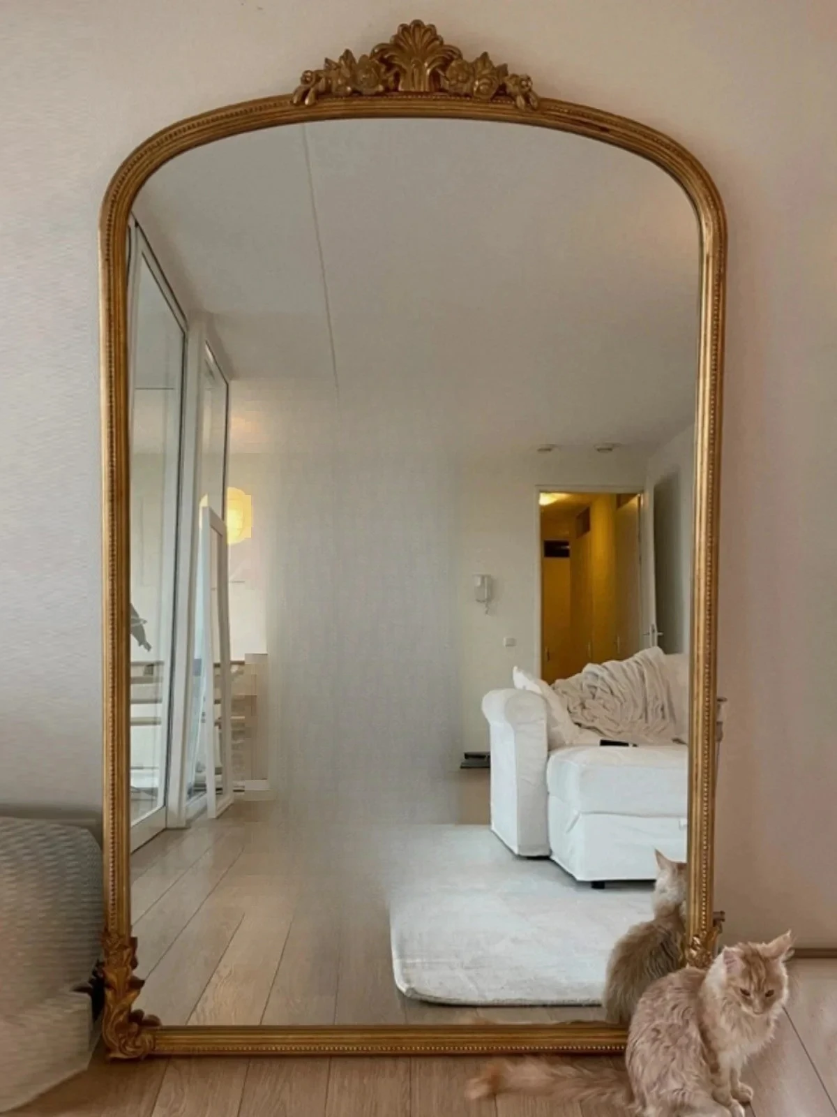 Premium Outstanding French Carved Floor-to-ceiling Full-body Dressing Mirror For Home European-style Retro Fitting Mirror