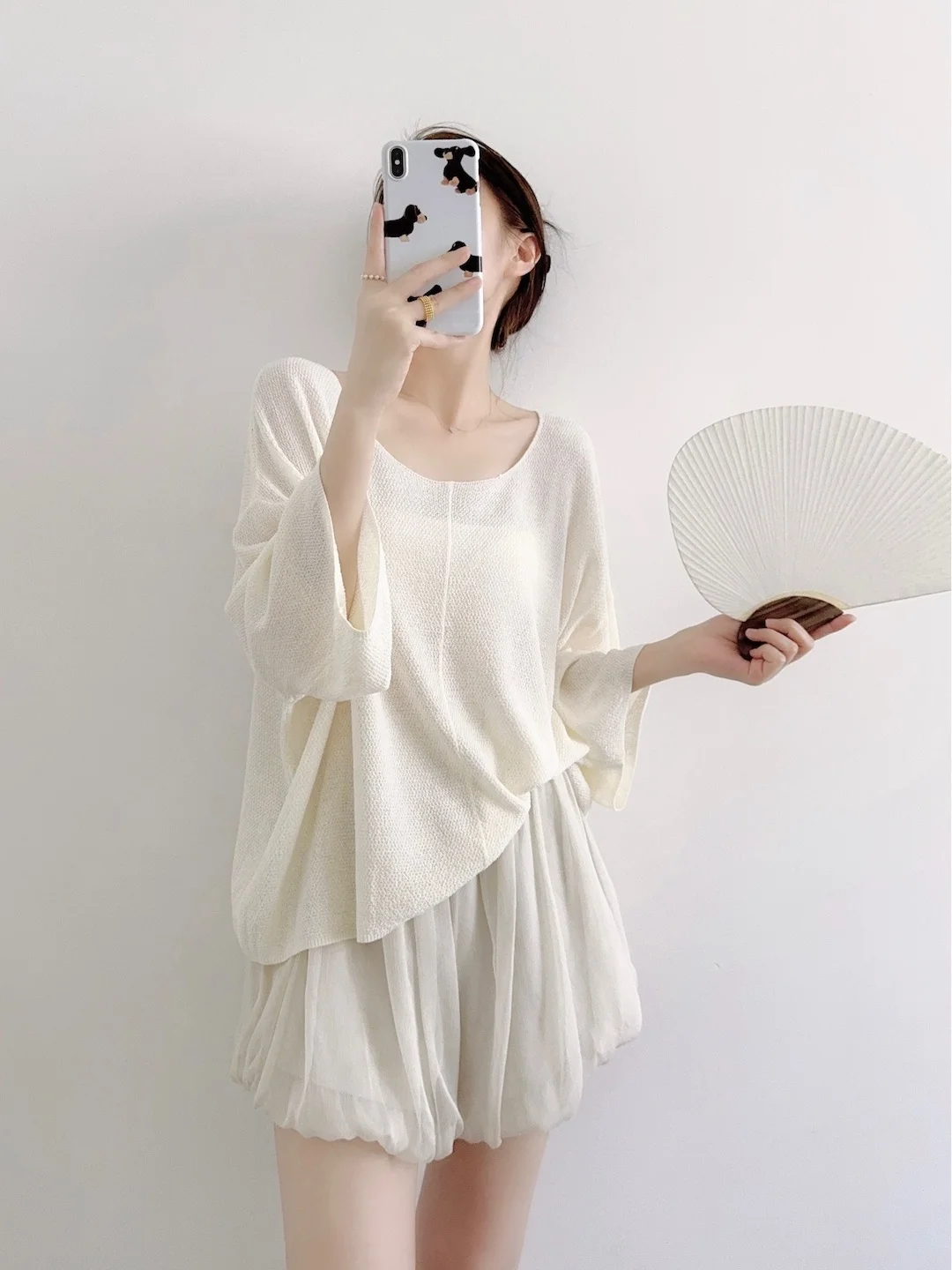 

Новинка! Вязаный свитер FlowGaga весна-лето, женский, свободный крой, льняной, с круглым вырезом, средней длины рукав, повседневный топ