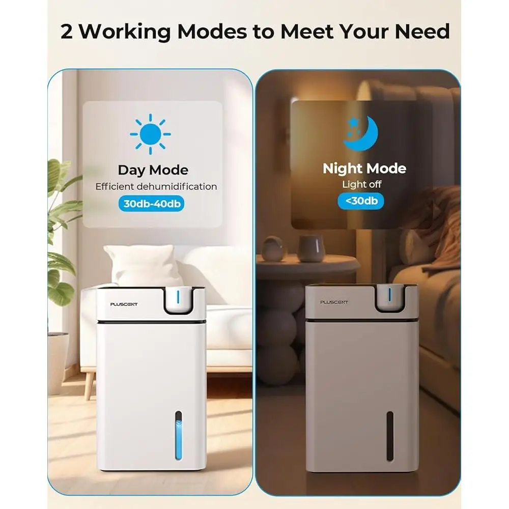 เครื่องลดความชื้นแบบพกพาบ้าน 1000 ตร.ฟุต 88 ออนซ์ถังท่อระบายน้ําการทํางานที่เงียบสงบโหมดสลีปปิดอัตโนมัติ LED Night Light