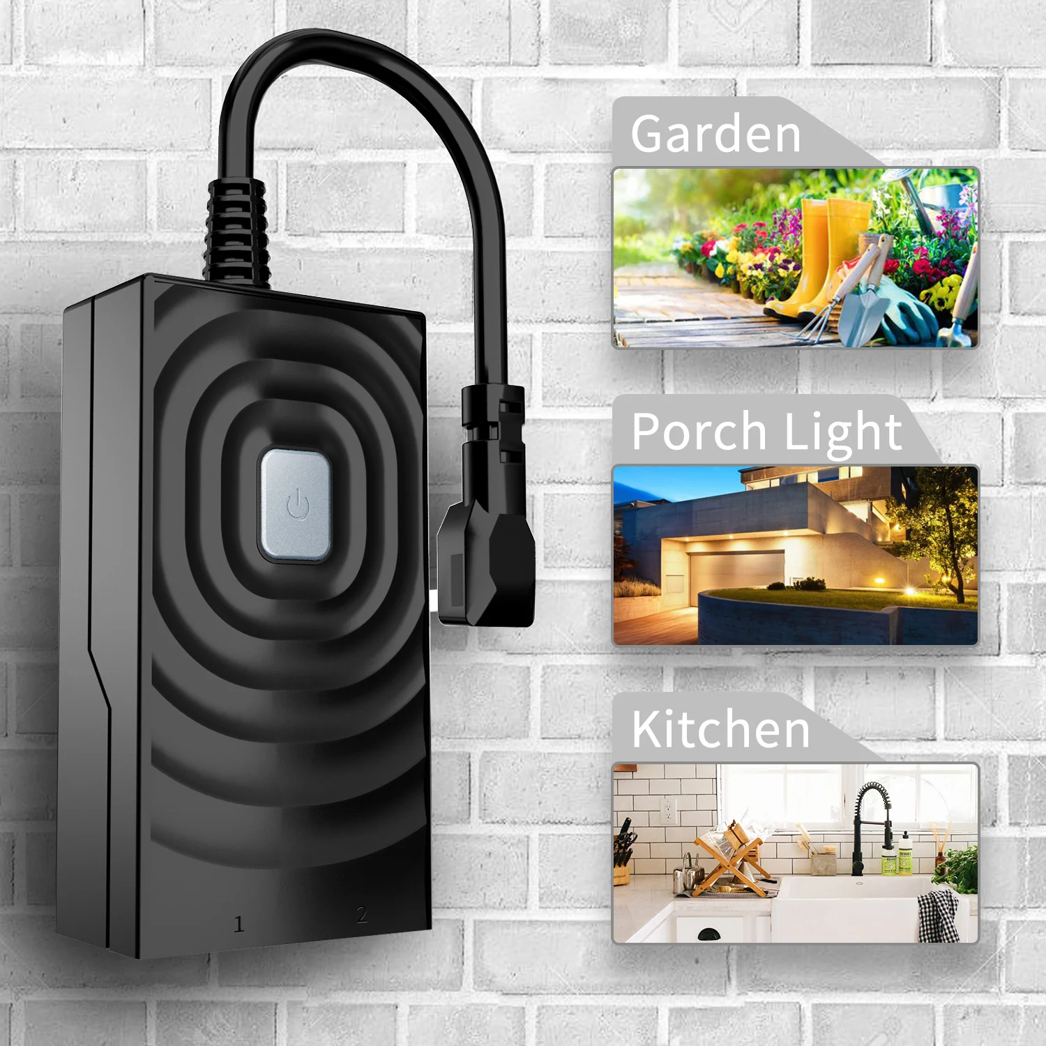 Meross HomeKit Outdoor Smart Plug Wi-Fi Outlet with 2 Grounded Sockets IP 44 Waterproof Support Alexa Google Home SmartThings