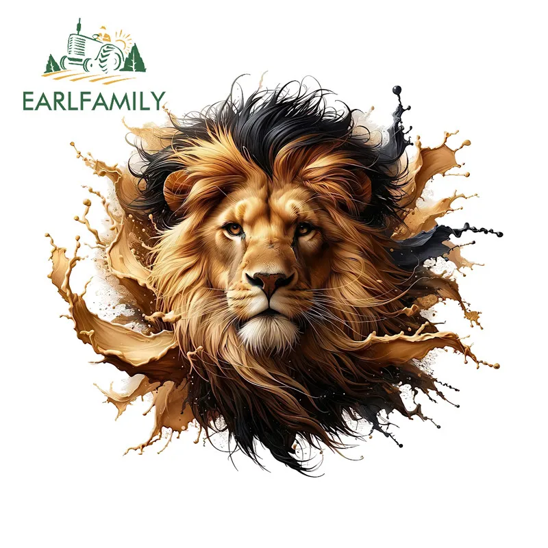 EARLFAMILY الأسد رئيس الكتابة على الجدران الكرتون سيارة ملصق مقاوم للماء الثلاجة المحمول دراجة نارية JDM ملصق مائي الإبداعية مقاومة للخدش سيارة التسمية